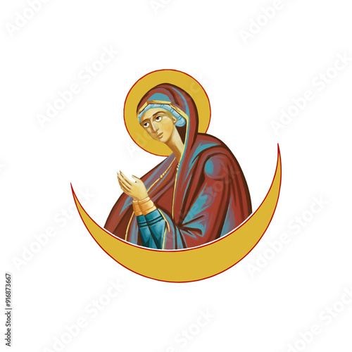 Orthodox illustration of Saint Mary in Byzantine style 