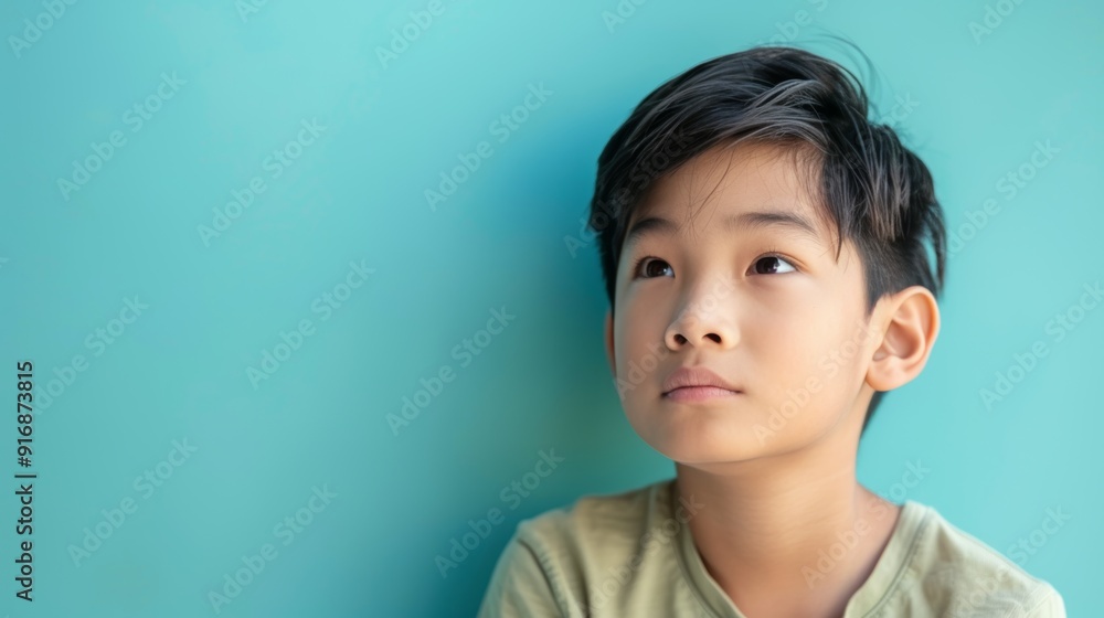 photo portrait of a handsome young Asian model teen boy looking forward. child ad with copy space, cute, kids, children photo portrait of a handsome young Asian model teen boy looking forward. child ad with copy space, cute, kids, children