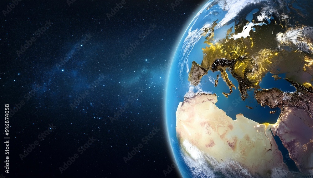 realistic photo taken from space of planet earth showing the continent ...