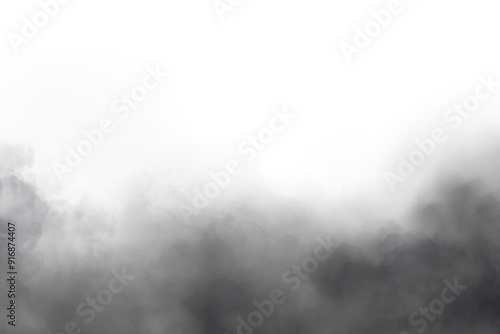 Dark misty cloud with fog or smog on white background, abstract texture effect, isolated transparent special effect, aromatherapy concept, seamless smoke background, PNG format