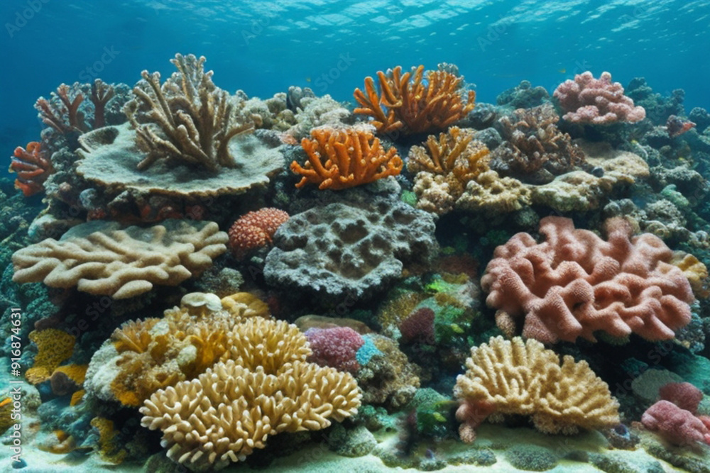 Tropical coral reef on rocks isolated Tropical coral reef on rocks isolated