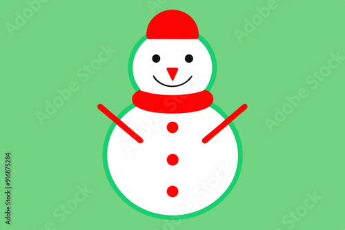 vector line art of Christmas cute snowman