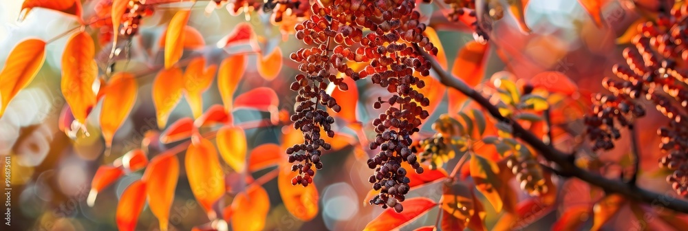 Lively hues of Rhus typhina commonly referred to as Stag s Horn Sumac ornamental tree for gardens Lively hues of Rhus typhina commonly referred to as Stag s Horn Sumac ornamental tree for gardens