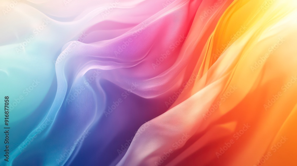 Obraz premium light rainbow satin waves abstract wallpaper background