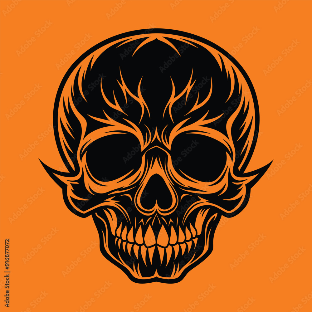 Fototapeta premium Flaming skull vector illustration art
