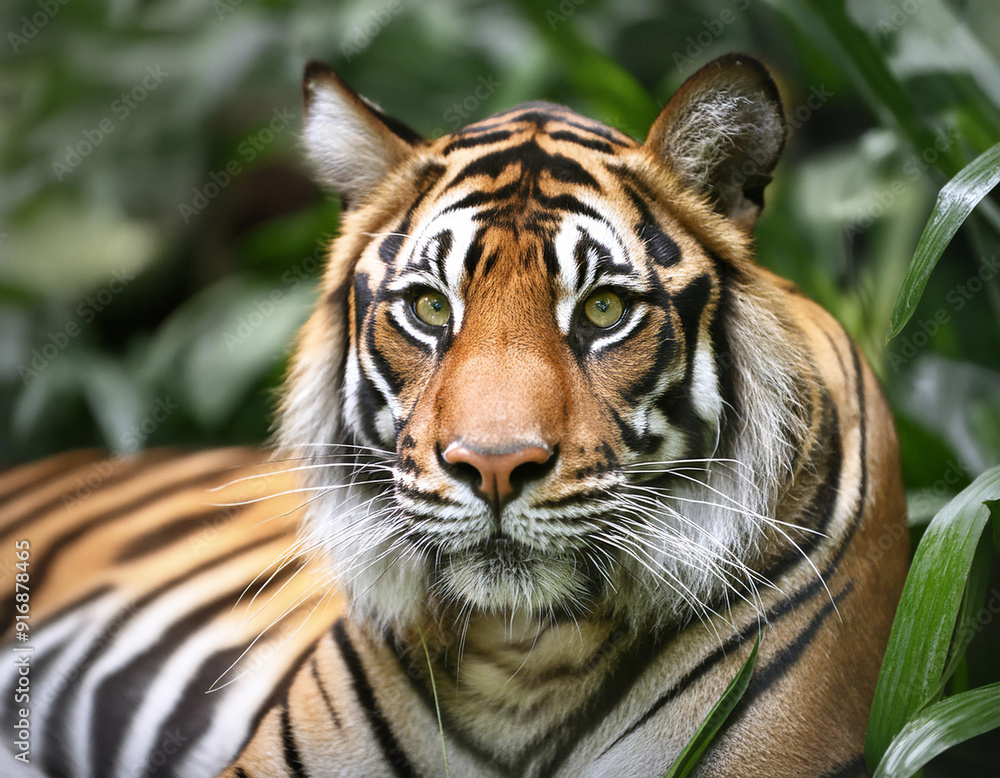 Obraz premium Majestic Tiger in Its Natural Jungle Habitat