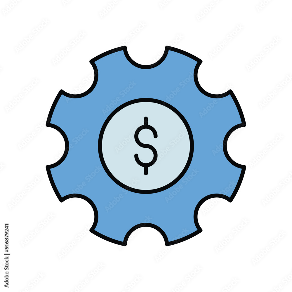 money gear color line icon with white background vector stock illustration money gear color line icon with white background vector stock illustration