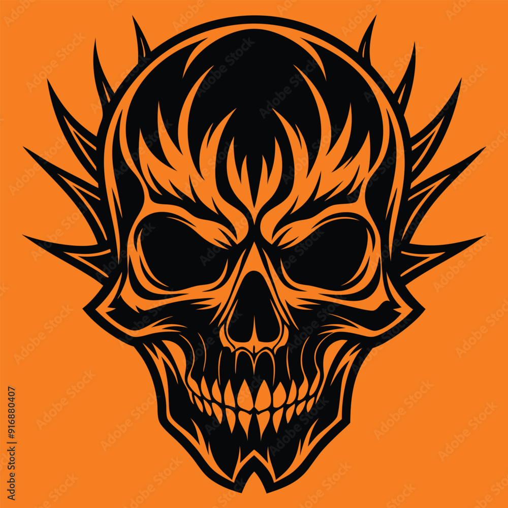 Flaming skull vector illustration art Flaming skull vector illustration art