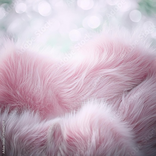 Background with soft delicate pink fur with bokeh, delicate pink soft texture