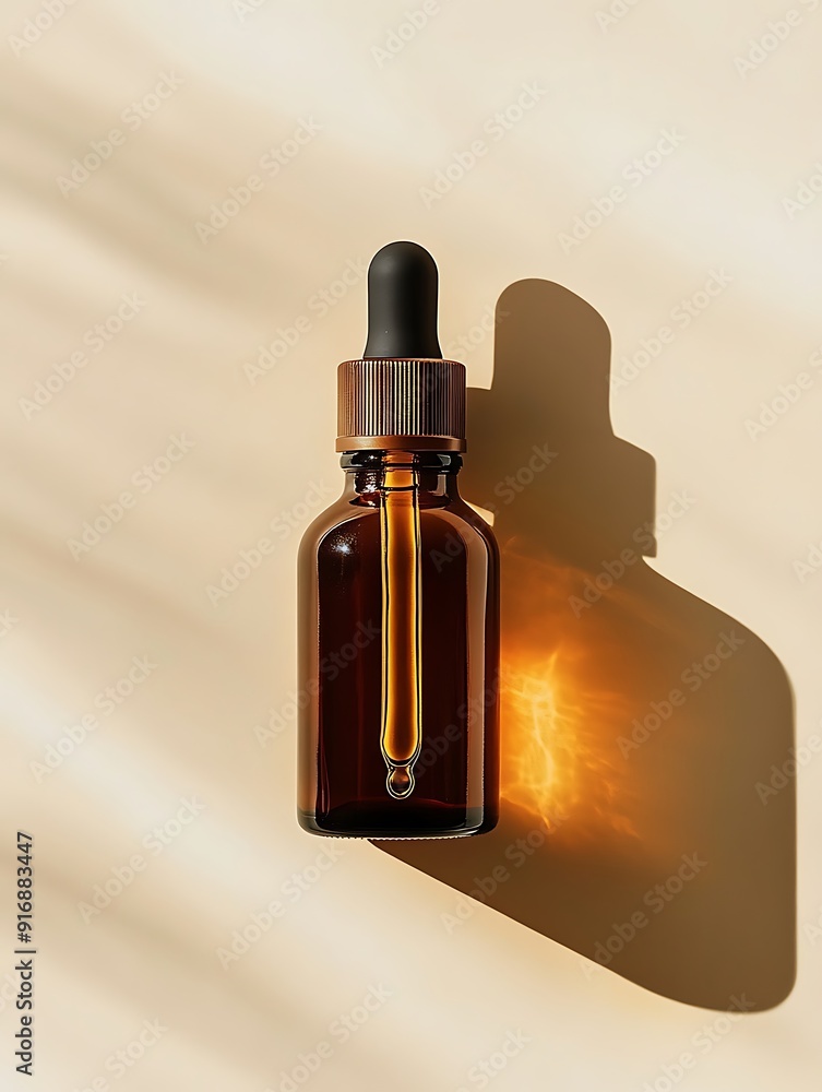 Fototapeta premium serum bottle isolated on beige 