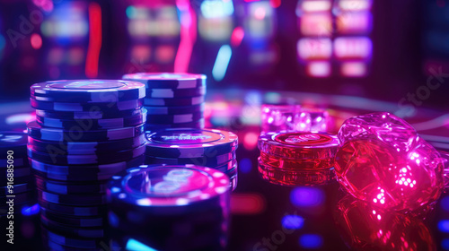 Close-Up of Dynamic Online Casino Poker Ad for Marketing Campaign