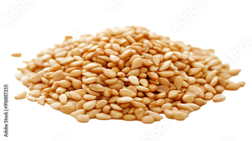 Sesame seeds isolated on a white background with full depth of field, sharp detail