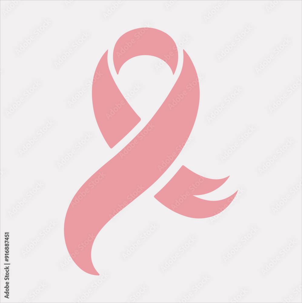 Pink cancer ribbon logo icon vector silhouette on a white background Pink cancer ribbon logo icon vector silhouette on a white background
