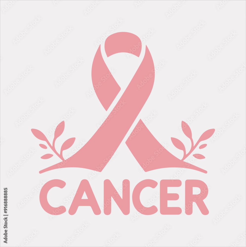 Pink cancer ribbon logo icon vector silhouette on a white background Pink cancer ribbon logo icon vector silhouette on a white background
