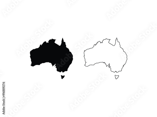 australia maps vector isolated on transparent background