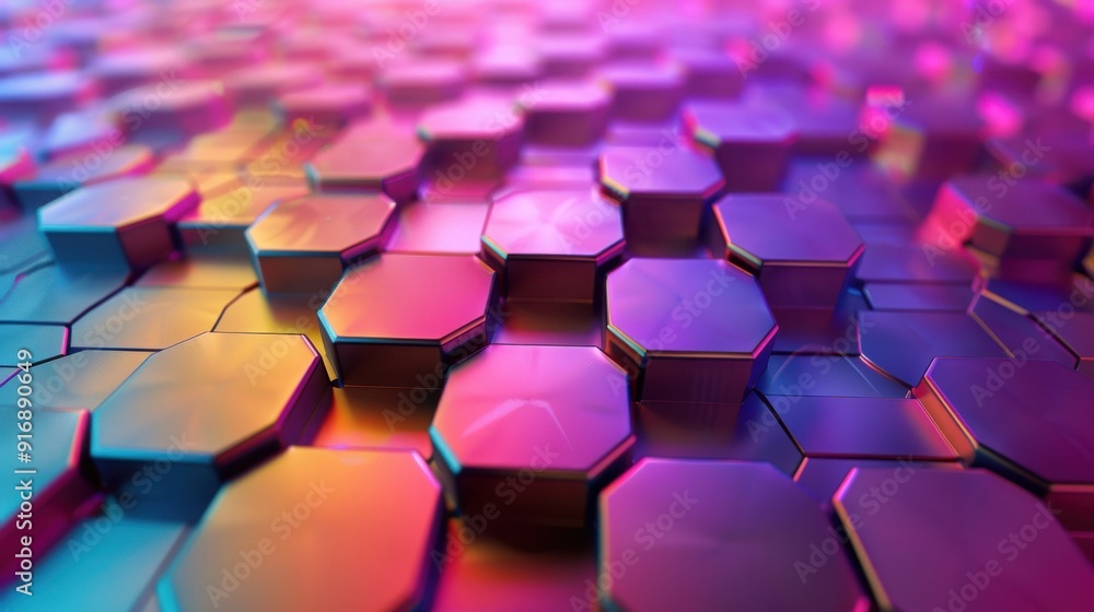 A close-up view of colorful hexagonal patterns with vibrant lighting, showcasing a modern abstract design. A close-up view of colorful hexagonal patterns with vibrant lighting, showcasing a modern abstract design.