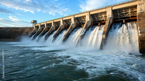 Hydroelectric dam generating sustainable energy photo