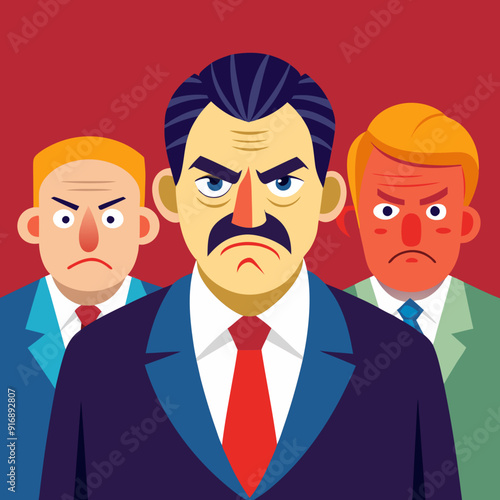 Angry boss. Annoyed politician. Angry man. Speaking politician Vector
