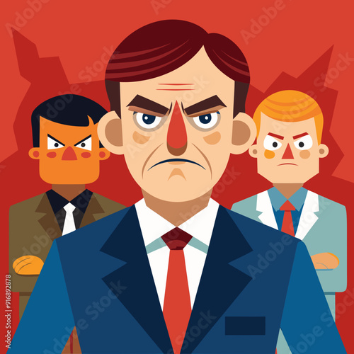 Angry boss. Annoyed politician. Angry man. Speaking politician Vector

