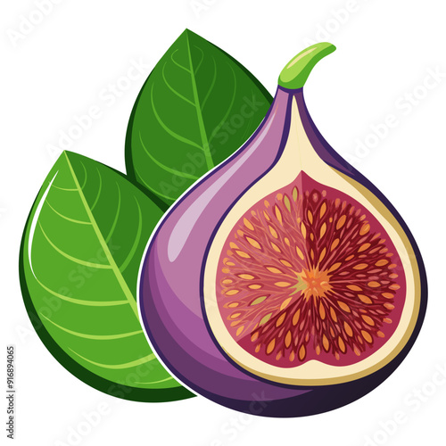 Half a Fig with Two Green Leaves