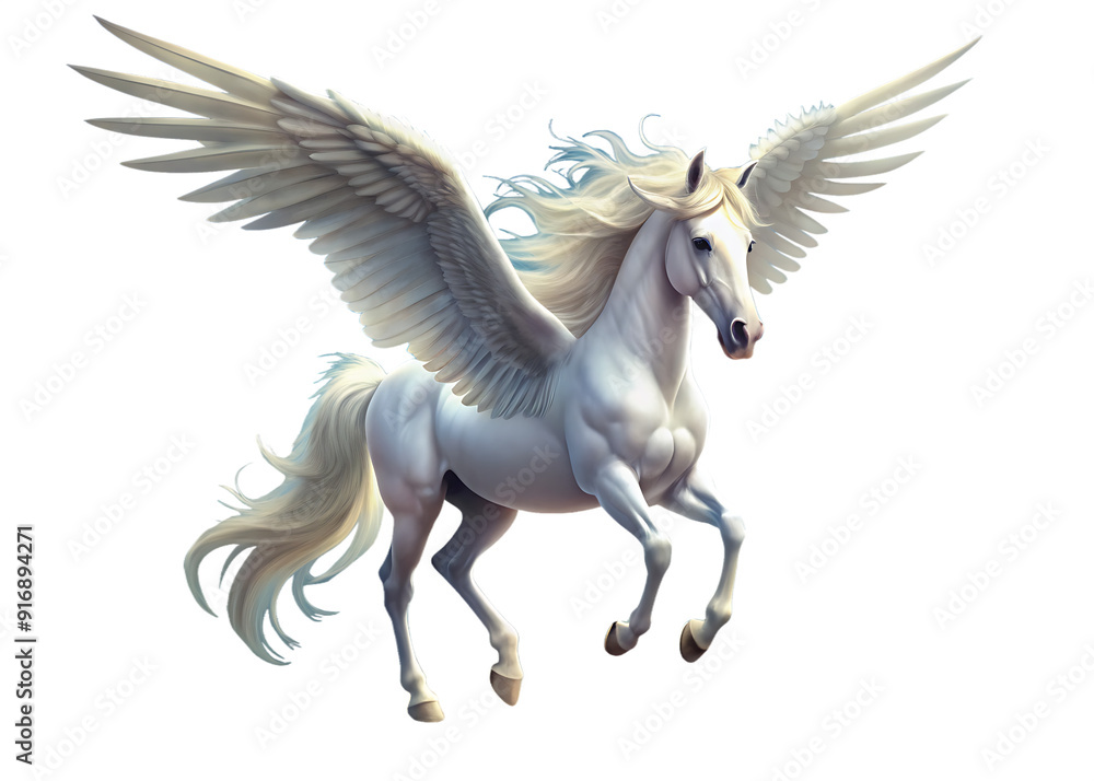 Obraz premium white unicorn with wings isolated on transparent background