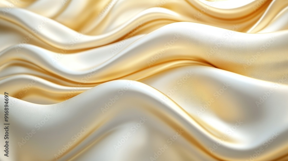 Luxurious Gold and Ivory Silk Fabric - Elegant Curvy Textures and Smooth Waves for Glamorous Design Luxurious Gold and Ivory Silk Fabric - Elegant Curvy Textures and Smooth Waves for Glamorous Design