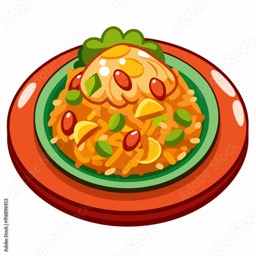 A Plate of Fried Rice with an Egg on Top