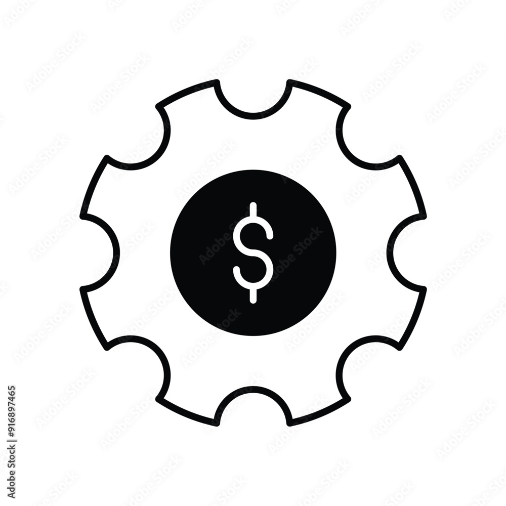 money gear glyph icon with white background vector stock illustration money gear glyph icon with white background vector stock illustration