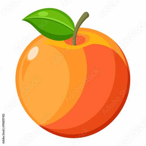 A Single Orange with a Green Leaf on Top
