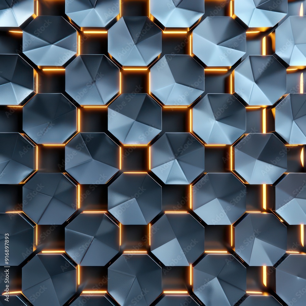 modern hexagons tile texture background with led lights behind modern hexagons tile texture background with led lights behind