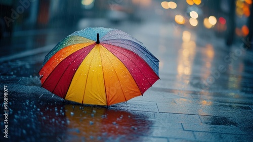 Wallpaper Mural Colorful Umbrella in the Rain Torontodigital.ca