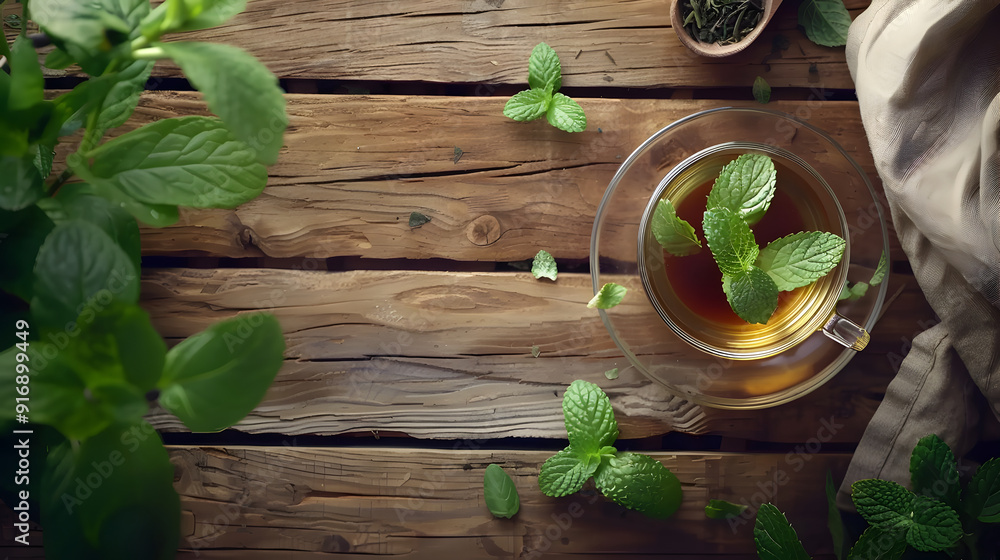 Herbal tea with background illustration Herbal tea with background illustration