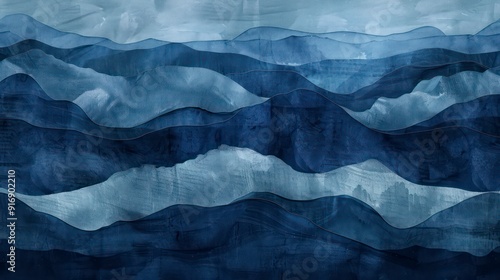 Wallpaper Mural organic watercolored flow background in deep navy blue Torontodigital.ca