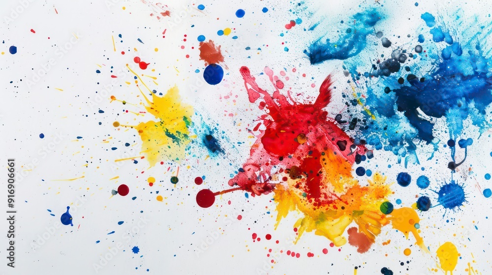 colorful ink splatters on a white background colorful ink splatters on a white background