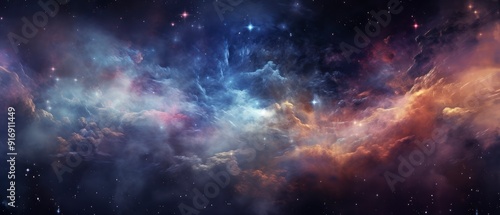 Night sky with stars and nebula. Space background.