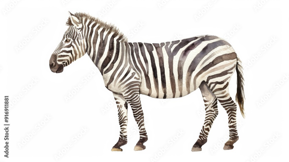 Zebra in watercolour Isolated on white background Zebra in watercolour Isolated on white background