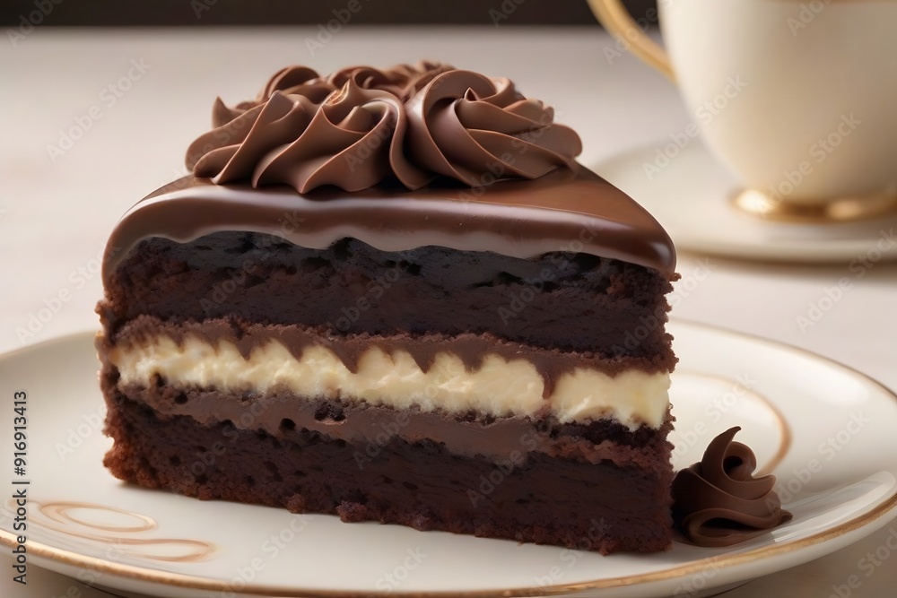 Chocolate Cake with Whipped Cream. Chocolate Cake with Whipped Cream.