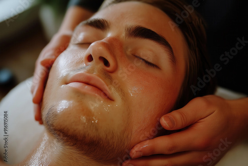 Men's spa facial massage
