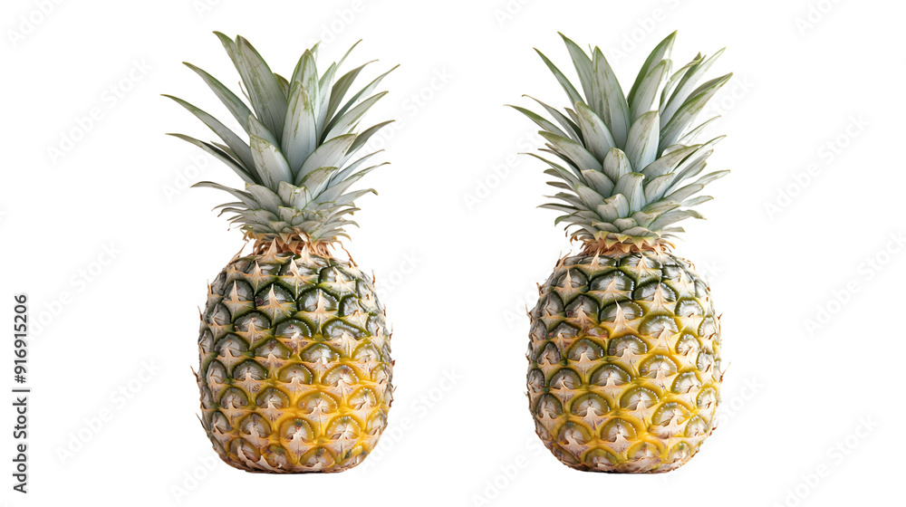 Pineapple isolated on a white background with full depth of field, detailed texture Pineapple isolated on a white background with full depth of field, detailed texture
