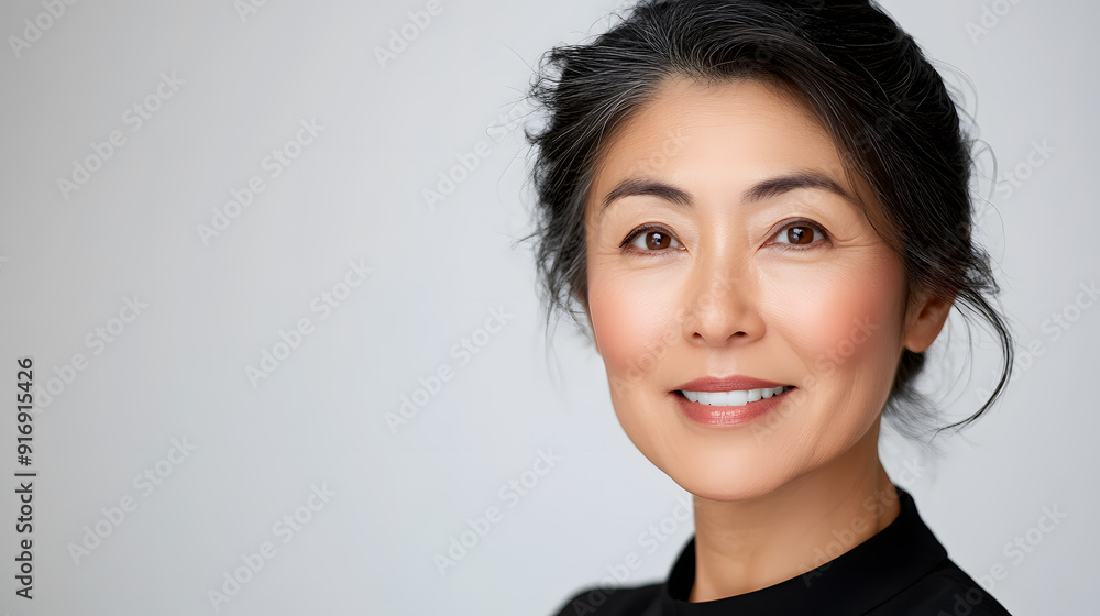 Beautiful Mature Asian woman close up portrait. Beautiful gorgeous 40-50s mid aged mature lady looking at camera isolated on white. Beautiful Mature Asian woman close up portrait. Beautiful gorgeous 40-50s mid aged mature lady looking at camera isolated on white.