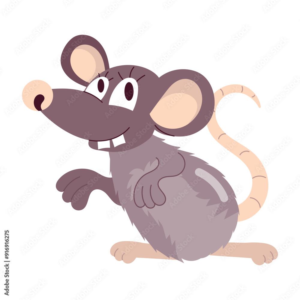 Funny mouse sticker designed in flat style
Funny mouse sticker designed in flat style