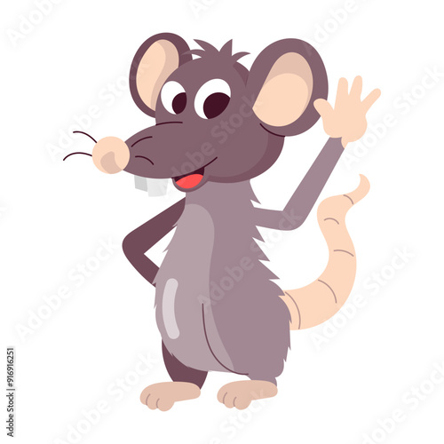 A cute rat waving hand, flat sticker 
A cute rat waving hand, flat sticker 


