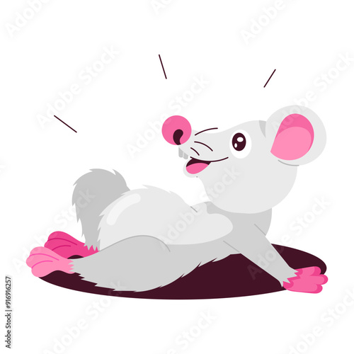 Cute rat laying down and enjoying, flat sticker 

