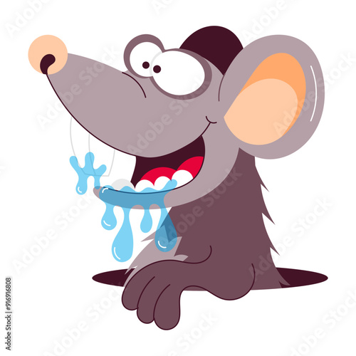 A cartoon style sticker of drooling

