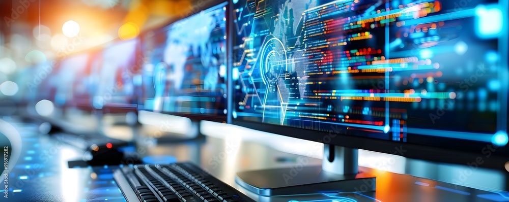Code and Data Analysis on Computer Screen. Code and Data Analysis on Computer Screen.