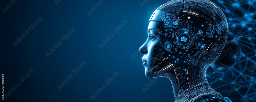 Artificial Intelligence - Cyborg Head Profile Artificial Intelligence - Cyborg Head Profile