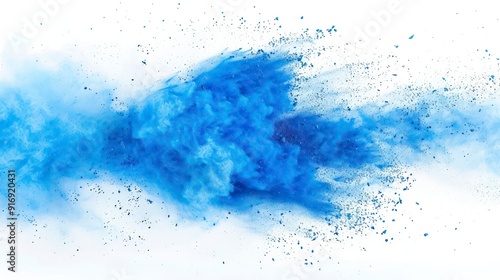 abstract blue dust explosion cloud on a white background