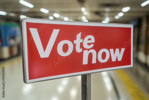 Vote now text sign
