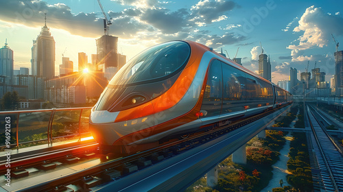 High speed modern train in ...