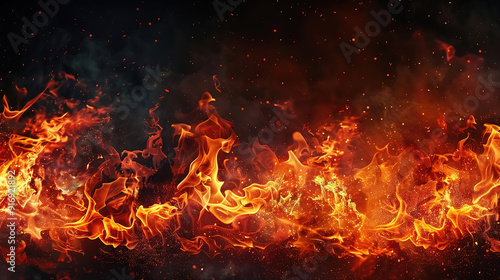 Fire flamesl with glowing f...